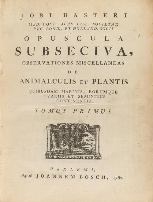 1759-1765. LIBRO. (CIENCIAS). BASTERI, JACOBI:. OPUSCULA SUB