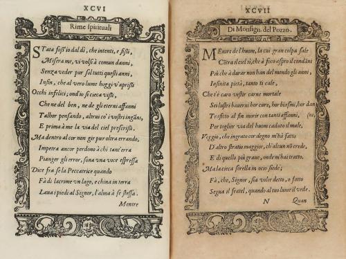 1590. LIBRO. (LITERATURA). POZZO, FRANCESCO DEL:. RIME SPIRI