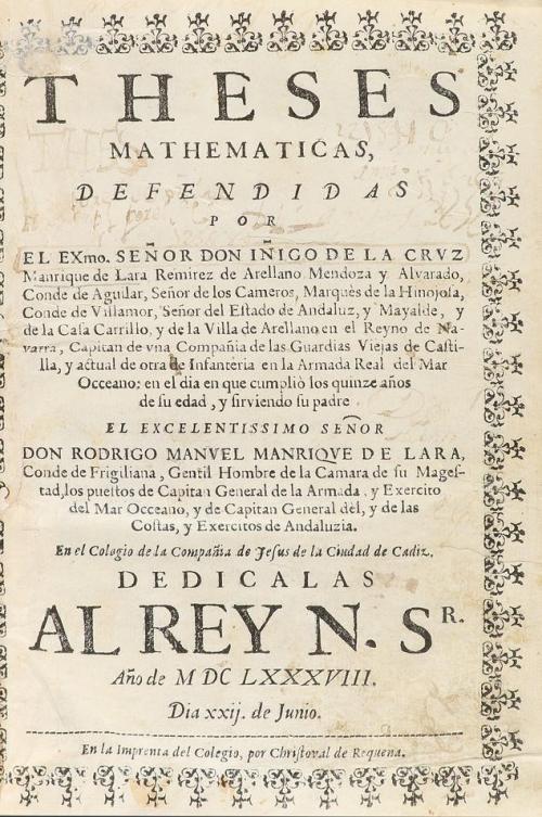 1688. LIBRO. (CIENCIAS). MANRIQUE DE LARA, IÑIGO DE LA CRUZ: