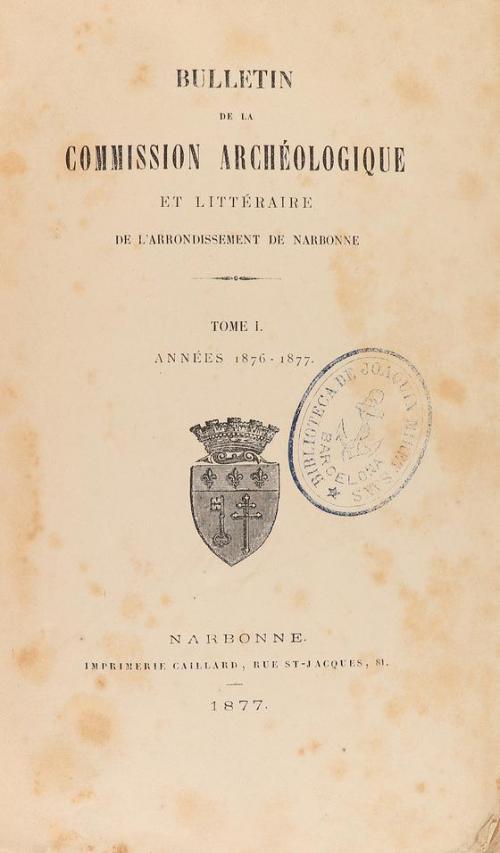 1877. LIBRO. [MIRET Y SANS, JOAQUIN]:. [ARCHIVISTICA CATALAN