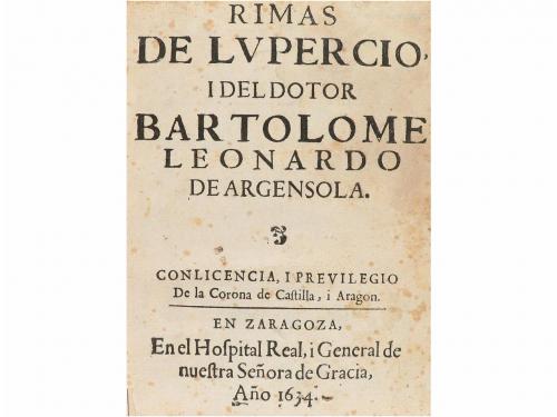 1634. LIBRO. (LITERATURA). ARGENSOLA, LUPERCIO Y BARTOLOMÉ D