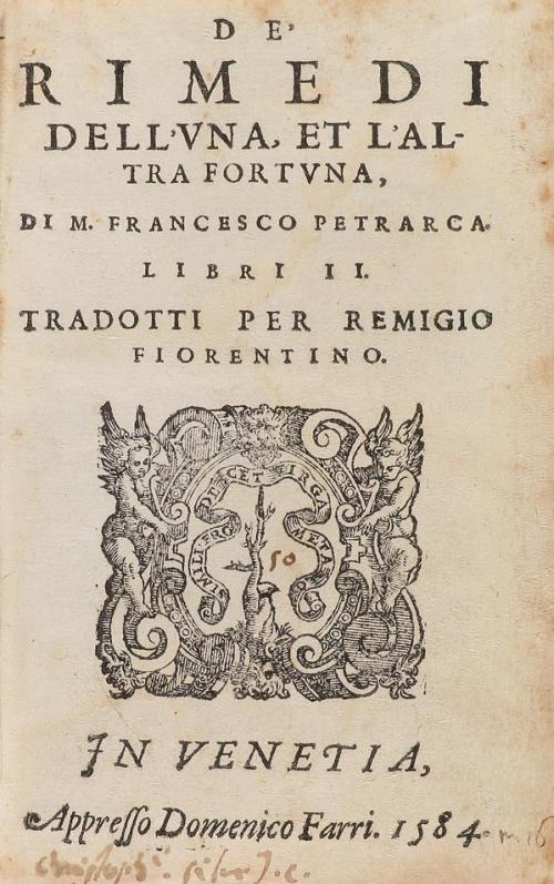 1584. LIBRO. (LITERATURA RENACENTISTA-FILOSOFÍA). PETRARCA, 
