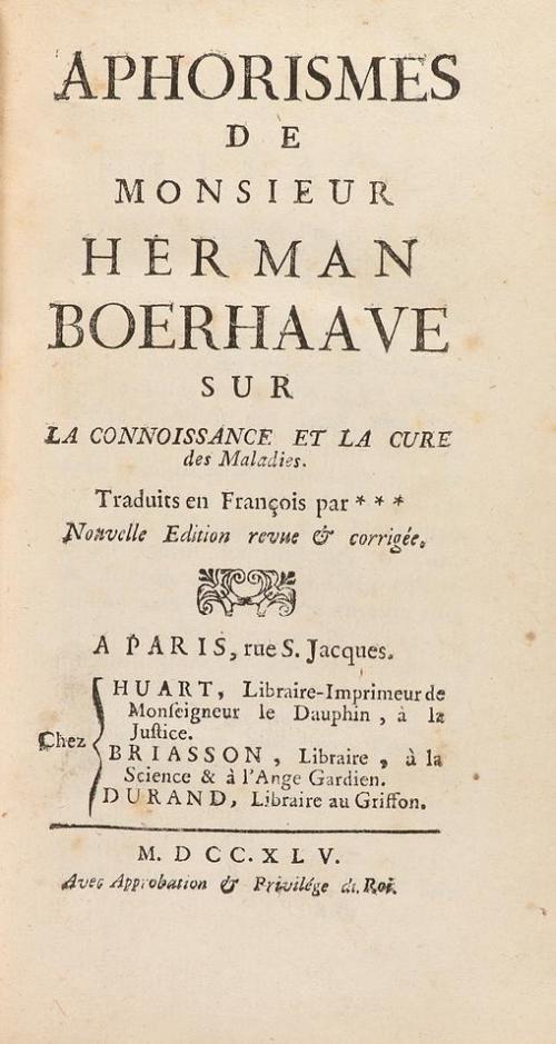 1745. LIBRO. (LITERATURA-FILOSOFÍA). BOERHAAVE, HERMAN:. APH