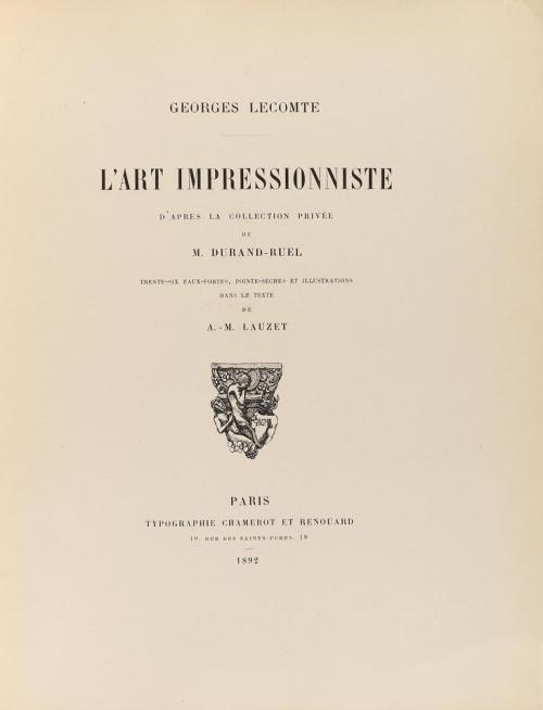 1892. LIBRO. (ARTE). LECOMTE, GEORGES:. L'ART IMPRESSIONNIST
