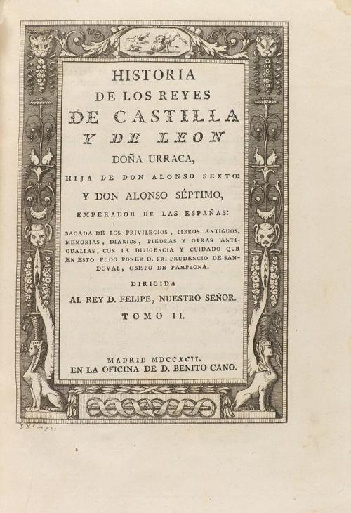 1792. LIBRO. (HISTORIA-CASTILLA). SANDOVAL, PRUDENCIO DE:. H