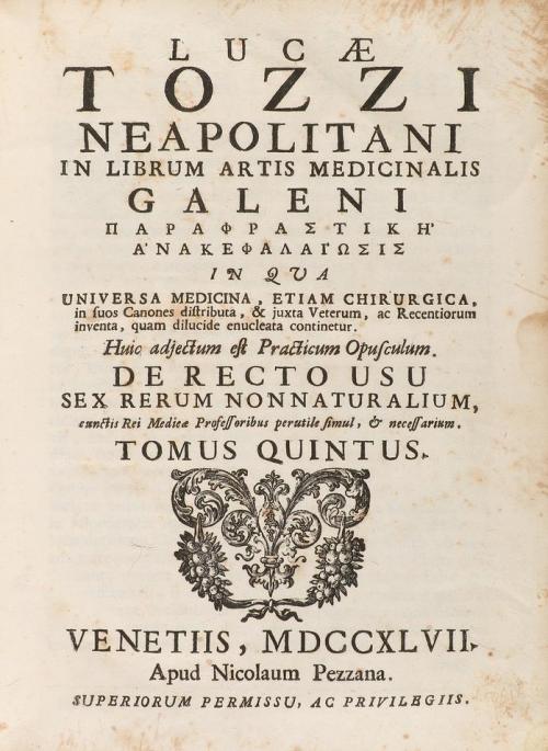 1747. LIBRO. (MEDICINA). TOZZI, LUCAE:. MEDICINAE PARS PRIOR