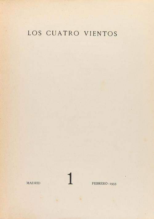 1933. REVISTA. LOS CUATRO VIENTOS. 1. Madrid: S. Aguirre, 19