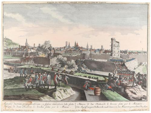 1760 ca. GRABADO. (BARCELONA). MATTHÄUS, GEORGE:. ATTAQUE DE