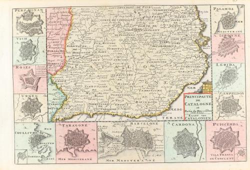 1708. MAPA. (CATALUNYA). [SCHENCK:]. PRINCIPAUTE DE CATALOGN