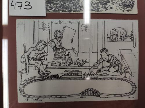 1910 ca. ORIGINAL ARTÍSTICO. JUNCEDA:. CINCO DIBUJOS ORIGINA