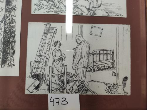 1910 ca. ORIGINAL ARTÍSTICO. JUNCEDA:. CINCO DIBUJOS ORIGINA