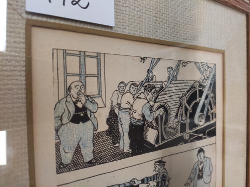 1910 ca. ORIGINAL ARTÍSTICO. JUNCEDA:. TRES VIÑETAS DE TEMÁT