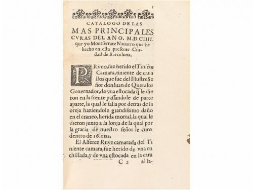 1605. LIBRO. (MEDICINA). [NAVARRO, MONTSERRATE:]. [CATHALOGO