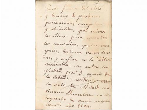 s. XVIII finales. MANUSCRITO. (RELIGIÓN). ERBADA, IGNACIO DE