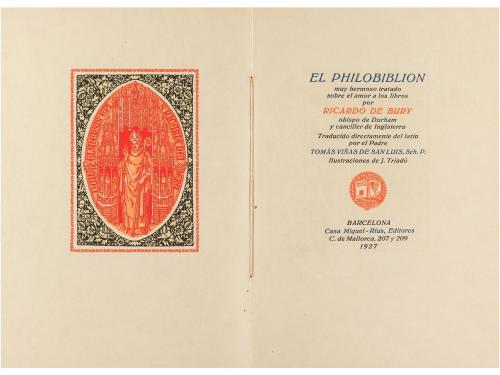 1927. LIBRO. (BIBLIOFILIA). BURY, RICARDO DE:. EL PHILOBIBLO