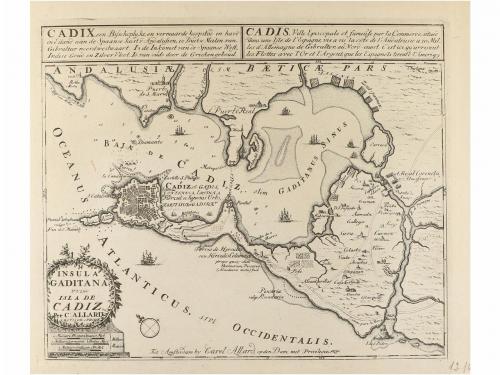1713 ca. MAPA. (CÁDIZ-VIGO). ALLARD, CAREL:. INSULA GADITANA