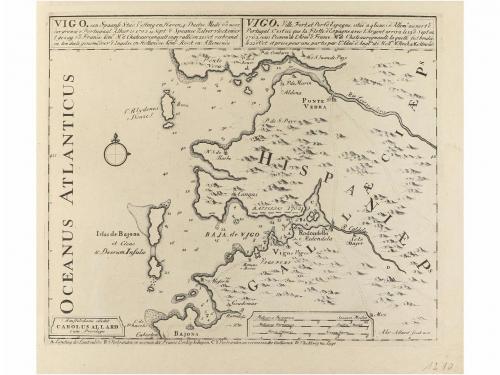 1713 ca. MAPA. (CÁDIZ-VIGO). ALLARD, CAREL:. INSULA GADITANA