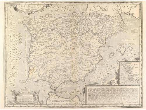 1586. MAPA. (PENÍNSULA IBÉRICA). ORTELIUS, ABRAHAM:. HISPANI