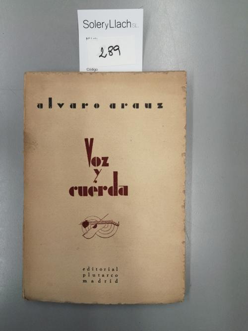 1935. LIBRO. (LITERATURA-PRIMERA EDICIÓN). ARAUZ, ÁLVARO:. V