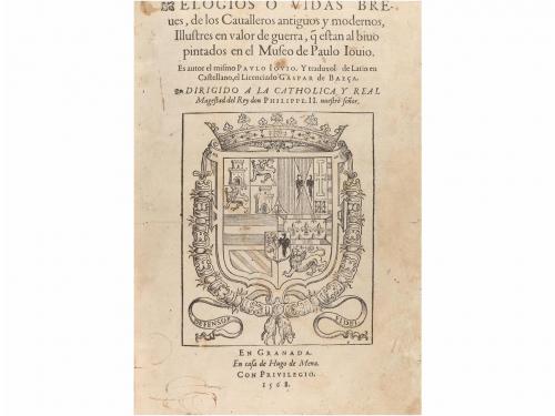 1568. LIBRO. (HISTORIA). IOVIO, PAULO:. ELOGIOS O VIDAS BREV