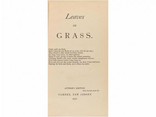 1876. LIBRO. (POESIA AMERICANA). WHITMAN, WALT:. LEAVES OF G