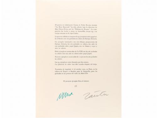 1972. LIBRO. (BIBLIOFILIA). NERUDA, PABLO; ZAÑARTU:. LA ROSA