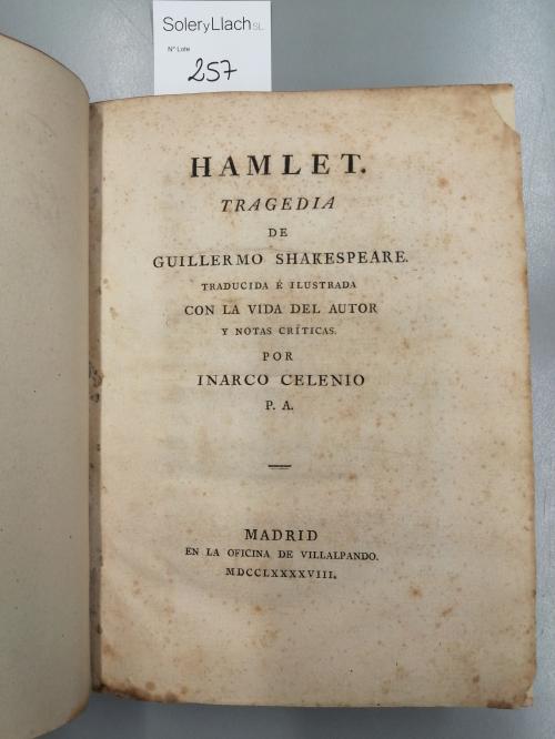 1798. LIBRO. (LITERATURA INGLESA). SHAKESPEARE, GUILLERMO [F