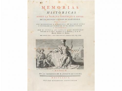 1779. LIBRO. (BARCELONA-MARINA). CAPMANY Y DE MONTPALAU, ANT