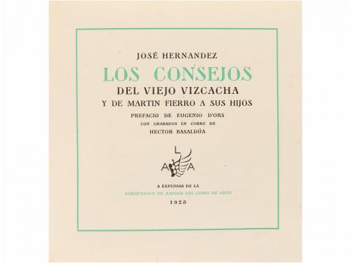 1928. LIBRO. (BIBLIOFILIA). HERNANDEZ, JOSÉ:. LOS CONSEJOS D