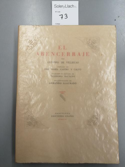 1946. LIBRO. (BIBLIOFILIA). VILLEGAS, ANTONIO DE:. EL ABENCE