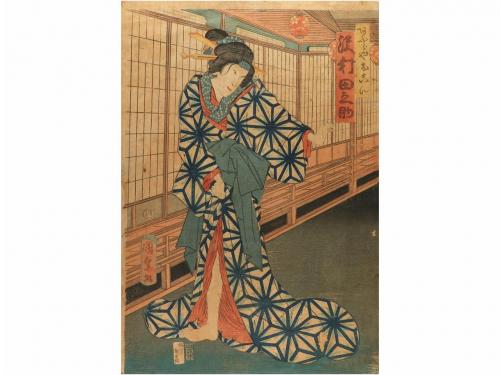 1900 ca. GRABADO. TRES LITOGRAFÍAS JAPONESAS. Tres litografí