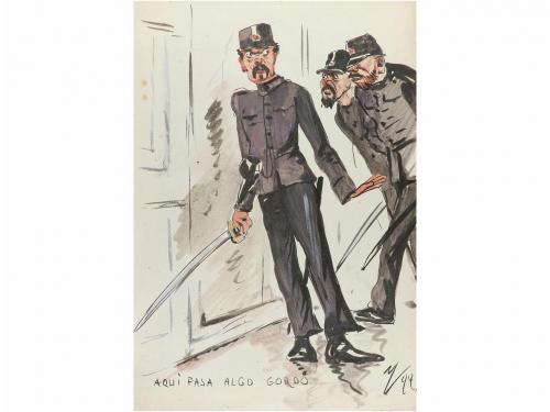 1898. ORIGINAL ARTÍSTICO. (SATÍRICO). 3 ORIGINALES ARTÍSTICO