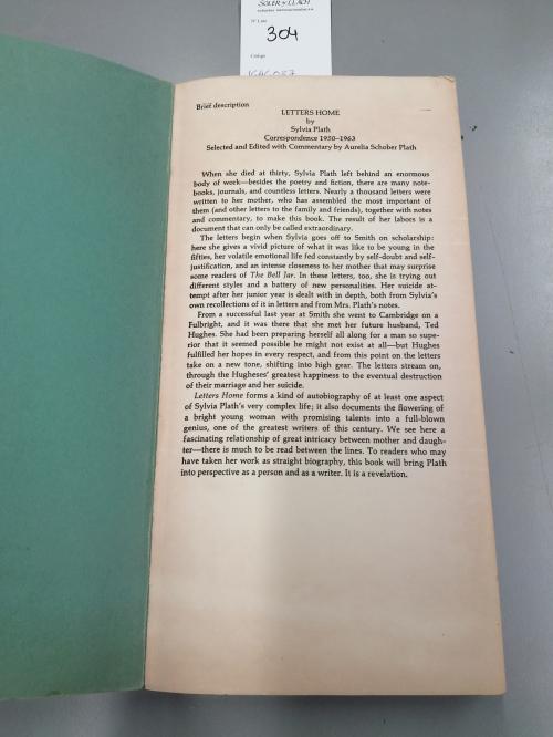 1975. LIBRO. (LITERATURA INGLESA). SCHOBER PLATH, AURELIA; P