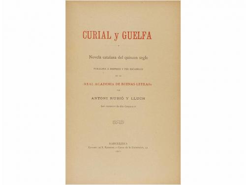 1901. LIBRO. (LITERATURA CATALANA). CURIAL EL GUELFA. NOVELA