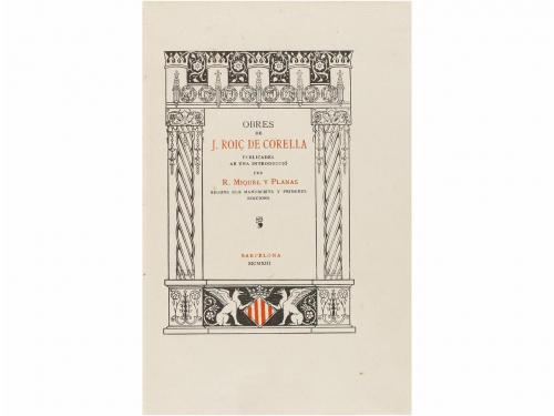 1913. LIBRO. (BIBLIOFILIA-LITERATURA). ROIÇ DE CORELLA, J.:.