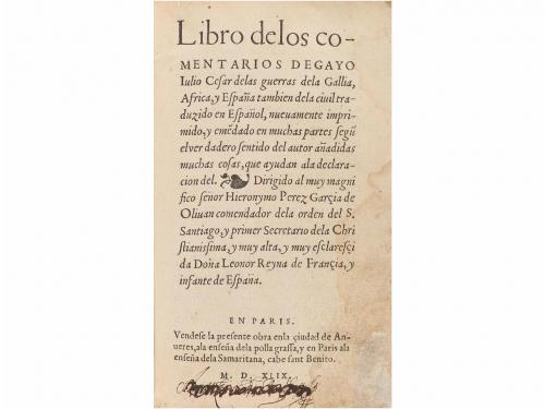 1549. LIBRO. (HISTORIA-ROMA). CESAR, GAYO JULIO:. LIBRO DELO