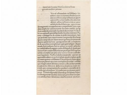 1487. LIBRO. (INCUNABLE-MILITARIA). FRONTINI, SEXTI IULII:. 