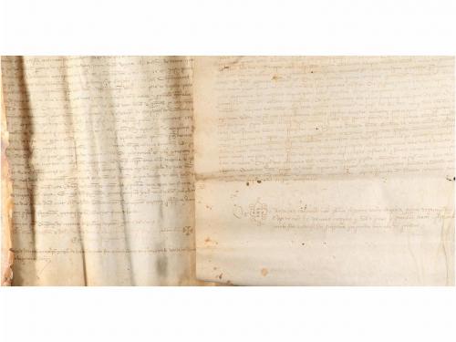 1377 y 1397. MANUSCRITO. LOTE DE DOS PERGAMINOS MANUSCRITOS 