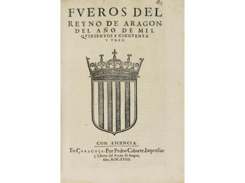 1624. LIBRO. (DERECHO- ARAGÓN). FUEROS Y OBSERVANCIAS DEL RE