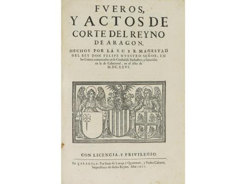 1624. LIBRO. (DERECHO- ARAGÓN). FUEROS Y OBSERVANCIAS DEL RE