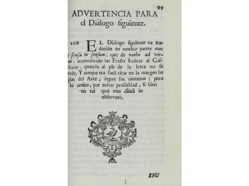 1765. LIBRO. (LENGUAS INDÍGENAS). FEBRES, ANDRES:. ARTE DE L
