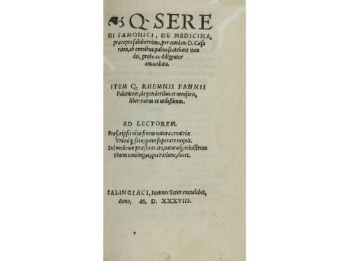 1538. LIBRO. (MEDICINA). CELSI, AURELII CORNELII:. DE RE MED