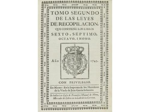 1745. LIBRO. (DERECHO). TOMO PRIMERO DE LAS LEYES DE RECOPIL
