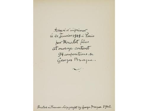 1948. LIBRO. (ARTE). CAHIER DE G. BRAQUE. 1916-1947. Paris: 