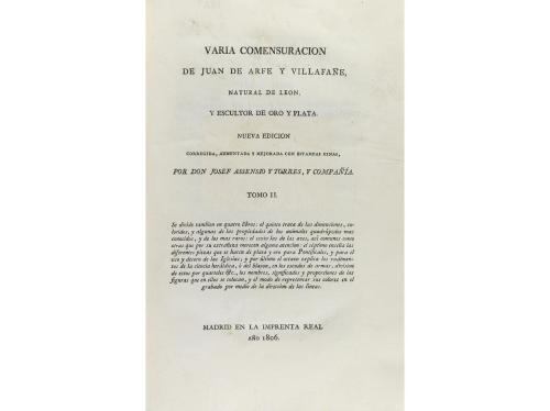 1806. LIBRO. (HUMANIDADES). ARFE Y VILLAFAÑE, JUAN DE:. VARI