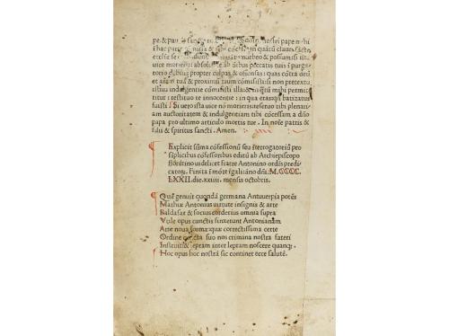 1472. LIBRO. (INCUNABLE). [ANTONINUS FLORENTINUS]:. INCIPIT 