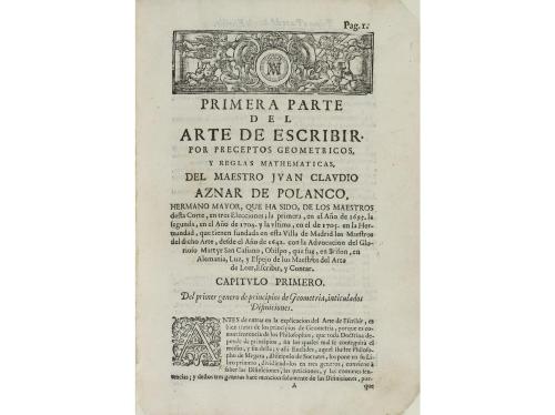 1719. LIBRO. (TIPOGRAFÍA). AZNAR DE POLANCO, JUAN CLAUDIO:. 