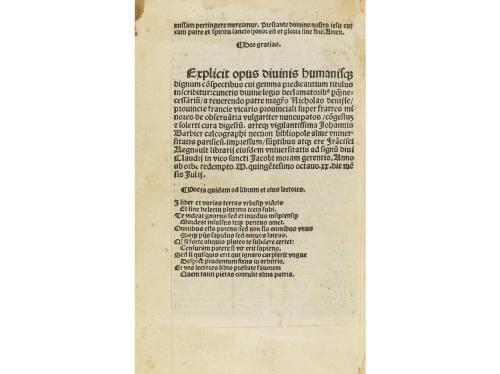 1508. LIBRO. (GÓTICO). DENISSE, NICHLAUM:. PRECLARISSIMUM AT