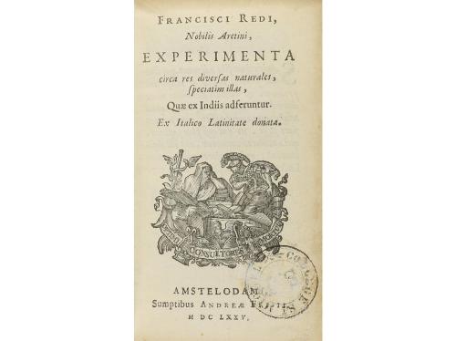 1675. LIBRO. (CIENCIAS-NATURALEZA). REDI, FRANCISCI:. EXPERI