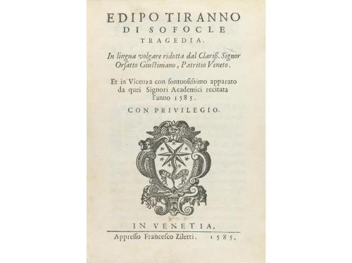 1585. LIBRO. (ENCUADERNACIÓN-CLÁSICOS). EDIPO TIRANNO DI SOF